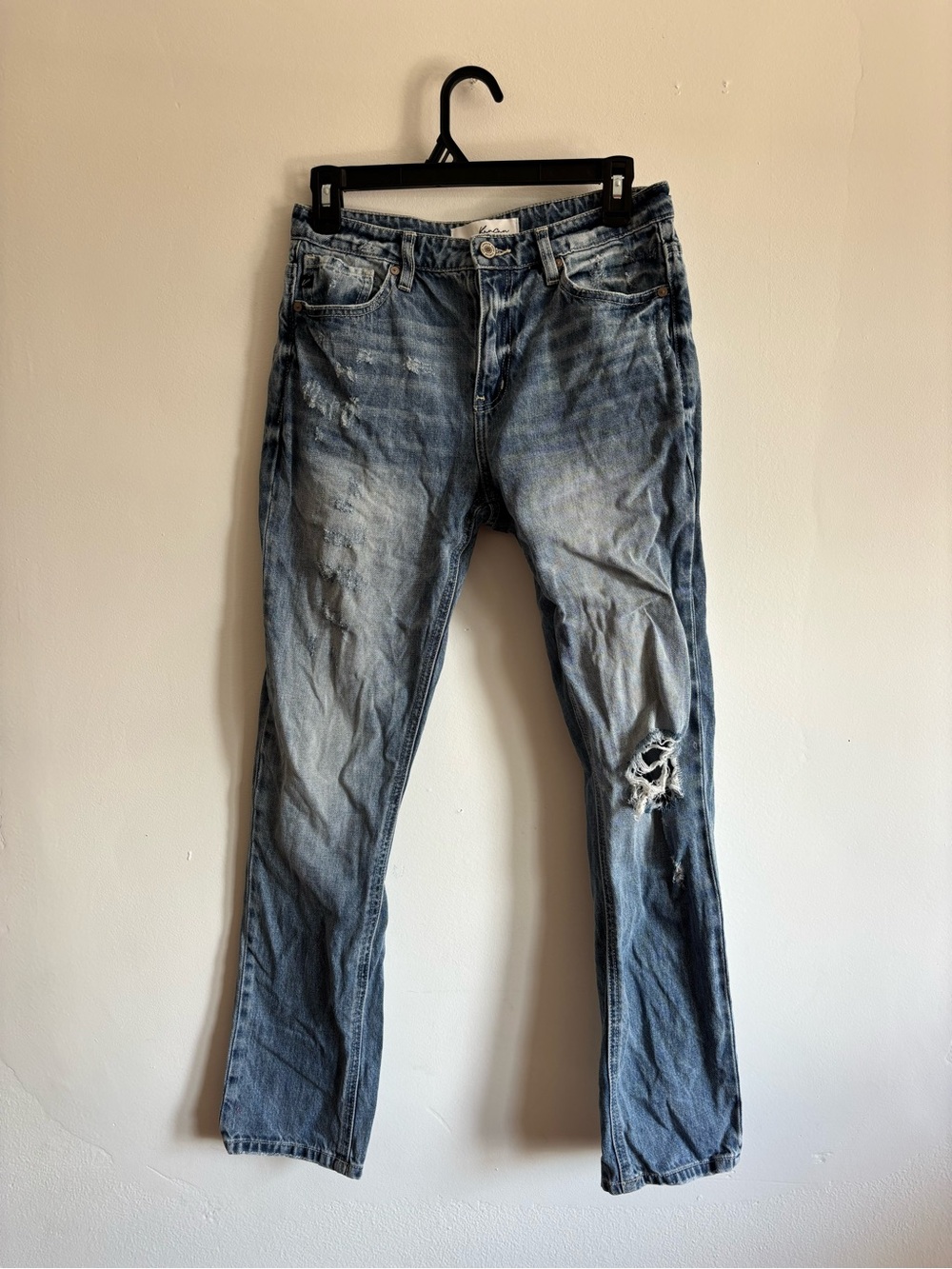 KanCan Light Blue Distressed Straight Leg Jeans